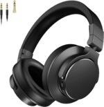 Over Ear Bluetooth Headphones, Studio Monitor & Mixing DJ Headphones Wireless with 50mm Drivers and 1/4 to 3.5mm Wired Audio Jack for Guitar AMP Recording Podcast Piano, 100H Playtime, Black - Image 2