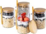 Overnight Oats Containers with Lids,16oz Overnight Oats Jars 4 Pack, Oatmeal Cups,Meal Prep Containers,Glass Meal Prep Containers with Lids,China Pudding Jars - Image 2