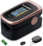 Oxygen Saturation Monitor, Wrinery Premium Pulse Oximeter Fingertip, Oxygen Monitor, O2 Saturation Monitor, OLED Portable Oximetry with Batteries, Lanyard (Rose gold-Royal black) - Image 2