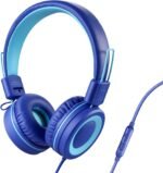 P10 Kids Stereo Headphones with Microphone for Children Boys Girls,Adjustable 85dB/94dB Volume Control Foldable On-Ear Headphone for School/PC/Cellphone(Blue) - Image 2