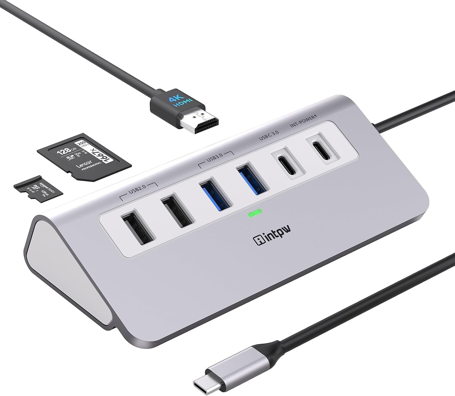 P9 USB C Hub, intpw 9-in-1 USB C Hub Multiport Adapter with 4K HDMI, PD 100W, Type-C & 2 USB A 3.0 5Gbps, 2 USB A 2.0, SD/TF Card Reader, Aluminum USB Hub for Laptop, iPhone 17 Series, MacBook, iPad - Image 2