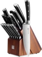 PAUDIN Knife Block Set, 15 Pieces Knife Set with Block, High Carbon Stainless Steel Kitchen Knife Set with Sharpener, Knives Set for Kitchen with Full Tang Triple Rivet Handle - Image 2
