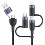 PD 60W USB C Multi Fast Charging Cable Nylon Braided Cord 5-in-1 3A USB/C to Type C/Micro/Phone Fast Sync Charger Adapter Compatible with Laptop/Tablet - Image 2