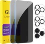 PEHAEL 2+2 Pack for iPhone 15 Pro Max Privacy Screen Protector with Camera Lens Protector Full Coverage Anti-Spy Tempered Glass Film 9H Hardness Easy Installation Bubble Free [6.7 inch] - Image 2