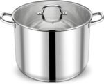 P&P CHEF 24 QT Stock Pot with Lid, Stainless Steel Large Cooking Pot, Soup Canning Stockpot for Stewing Simmering, Tri-ply Bottom for All Stoves, Heavy-Duty &Dishwasher Safe & Food-Grade - Image 2