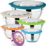 P&P CHEF Multicolor Mixing Bowls Set of 6, Stainless Steel Mixing Bowl with Visible Lids for Salad, Metal Nesting Serving Bowls for Kitchen Cooking Prepping Storing Food, 4.6/3.5/2.6/2/1.5/1 QT - Image 2