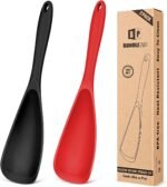 Pack of 2 Cooking Spoons for Non Stick Cookware, Multifunction Spatula Spoon BPA-Free, One-Piece Design, Suitable for Scooping, Scraping, Serving and Mixing(BLACK-RED) - Image 2