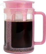 Paris Hilton Cold Brew Coffee Maker, Durable 1.6 Quart Borosilicate Glass Carafe with Stainless Steel Filter, Glitter Pink, 38 oz - Image 2