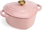 Paris Hilton Enameled Cast Iron Dutch Oven Heart-Shaped Pot with Lid, Dual Handles, Works on All Stovetops, Oven Safe to 500°F, 2-Quart, Pink - Image 2