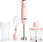 Paris Hilton Hand Blender Set, 2-in-1 Immersion Stick Blender with Whisk & Blending Shaft, 400W High Speed, Pink with Gold Accents – Smoothies, Soups, Sauces, Baby Food, Whipped Cream, Pink - Image 2