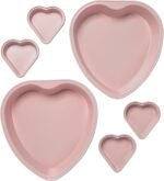 Paris Hilton Heart Shaped Nonstick Bakeware Set, Easy Release Carbon Steel, Includes two 9.5-Inch Pans and four Mini 3.5-Inch Pans, Dishwasher Safe, Made without PFAS or PFOA, 6-Piece Set, Pink - Image 2
