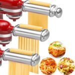 Pasta Maker Attachment for All Kitchenaid Stand Mixers, 3 PCS Kitchen Aid Pasta Attachments Included Pasta Dough Roller, Fettuccine Cutter, Spaghetti Cutter and Cleaning Brush - Image 2