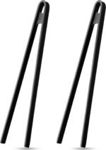 Patelai 2 Pcs 11.8 Inch Silicone Tongs for Cooking Silicone Tweezer Trivet Toaster Tongs Long Heat Resistant Kitchen Grilling Serving Utensils for Food BBQ, Pan Fried Steak, Salad(Black) - Image 2