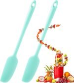 Patelai 2 Pieces Silicone Jar Spatula Long Handle Non-stick Rubber Scraper Heat Resistant Spatula Silicone Scraper for Jars, Smoothies, Blenders Cooking Baking Stirring Mixing Tools (Mint) - Image 2