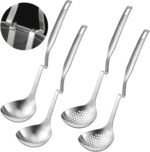 Patelai Hot Pot Slotted Ladle Set Stainless Steel Soup Ladle Strainer Scoops Cooking Skimmer Cookware Utensil for Hotpot Scooping Sauce Serving, 12 Inch(4 Pcs,Silver) - Image 2
