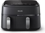 Philips Dual Basket Air Fryer 3000 Series — 8-in-1 functions, 9.5 Quarts, 2 Drawers, Auto-sync Cooking Time, 90% Less Fat, Rapid Air Technology, HomeID Recipe App, Dishwasher Safe, Black (NA351/00) - Image 2