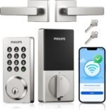 Philips WiFi Smart Door Lock with Handle, Built-in WiFi App Remote Control, Keyless Entry Door Locks for Front Door, Smart Deadbolt Auto Lock, Support Alexa & Google, IP54 Waterproof, Satin Nickel - Image 2
