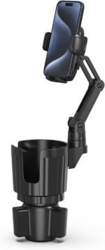 Phone Holders for Your Car, 2 in 1 Universal Cup Holder Expander Adjustable Base with Phone Mount, Long Arm with 360°Rotation Cup Holder Phones Mount for Car Compatible with All Smartphones - Image 2