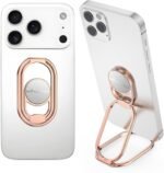 Phone Ring Holder Finger Kickstand 360°Rotation Cellphone Back Grip Foldable Cell Phone Stand for Desk Compatible with iPhone iPad Smartphones Tablets (Hollow Rosegold) - Image 2