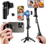 Phone Tripod, 4-in-1 Magnetic Mini Selfie Stick,Pocket Size Selfie Stick with Wireless Detachable Remote Control & 2 Fill Light for Photograph, Vlogging Compatible with iPhone/Android - Image 2