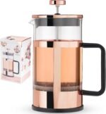 Pinky Up Piper Tea Press Pot, Coffee Maker, French Press for Loose Leaf Tea and Coffee, Hot or Iced Beverage Brewer, 34 oz, Rose Gold - Image 2