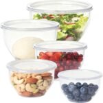 Plastic Mixing Bowls with Lids Set for Kitchen, Nesting Bowls for Mixing, Baking, Prepping, Cooking and Serving Food, Mixing Bowls Dishwasher, Microwave Safe (Clear) - Image 2