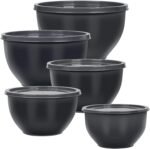 Plastic Mixing Bowls with Lids Set for Kitchen, Nesting Bowls for Mixing, Baking, Prepping, Cooking and Serving Food, Mixing Bowls Dishwasher, Microwave Safe (Dark Gray) - Image 2