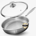 Plateful Titanium Pan For Cooking 12" - Pure, No Coating Non-Stick Titanium Cookware, Frying Pans, Hammered Pan, Safe For Oven, Induction & Cooktops Up To 750°F, Includes Lid - Image 2