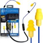 Plugfones Liberate 2.0 Wireless Bluetooth in-Ear Earplug Earbuds- 29NRR Noise Reduction Headphones with Noise Isolating Mic and Controls (Blue & Yellow) - Image 2
