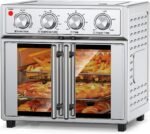 PlumChef 27.5 Quart Extra Large 6 Slices Air Fryer Convection Toaster Oven, French Door, 1700W, Multifunction Oven for Air Fryer, Toast, Grill, Defrost, Bake (Stainless Steel) - Image 2