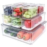 Pomeat 10 Pack Fridge Organizer, Stackable Refrigerator Bins with Lids, BPA-Free Produce Fruit Storage Containers for Fridge, Clear for Food, Drinks, Vegetable - Image 2