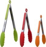 Popco 3 Piece Kitchen Tongs Set 7, 9, 12 Inch - Stainless Steel Nonstick Tongs with Silicone Tips - Heat Resistant and Dishwasher Safe for Cooking, Grilling, Salad, and Everyday Serving - Image 2