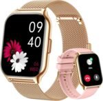 Popglory Smart Watch Answer/Make Calls, 2.01'' Smartwatch with AI Voice Control, Blood Pressure/SpO2/Heart Rate Monitor, Fitness Tracker Watch 2 Straps for Men Women for iOS Android Phones - Image 2