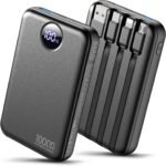 Portable Charger 10000mAh Power Bank with 4 Built-in Cables,LED Display Compact and Battery Pack with Multiple USB Ports All-in-One Travel Charger for iPhone,Android and Other Devices-Black - Image 2