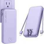 Portable Charger, 12000mAh 22.5W Fast Charging Power Bank with Built-in Cables & Wall Plug, Travel Essential External Battery Pack, USB C Battery Phone Charger for iPhone, iPad, Samsung Purple - Image 2