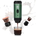 Portable Electric Espresso Machine, Travel Coffee Maker Brewer Compatible with Ground Coffee & NS Capsules (Green with LCD Screen) - Image 2