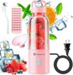 Portable Personal Blender 17 OZ/500 ML Juicer, 175W Personal Size Blender, Ideal for Smoothies, Ice Blending, Juicing, and Food Processing, Compact, Convenient, and Versatile (Pink) - Image 2