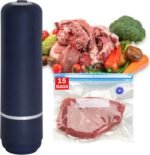 Portable food vacuum sealer,Premium Vacuum Sealer for Food, Compact Food Storage System, 15 Reusable Sous Vide Bags,Handheld Vacuum Sealer for Kitchen, Home, BBQ, Travel& Storage - Image 2