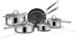 Pots and Pans Set Non Stick, 10 Pcs Hybrid Stainless Steel Cookware Sets, Non Stick Frying Pans, Saucepans, Saute Pan & Stock Pot, PFOA Free Kitchen Skillet,Induction Compatible - Image 2