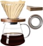 Pour Over Coffee Maker Set 20 OZ, Borosilicate Glass Coffee Server with 50 pcs V60 Paper Filter, Pour Over Coffee Dripper Carafe for Home Cafe Restaurant Camping - Image 2