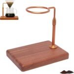 Pour Over Coffee Maker with Adjustable Stand & Wooden Base, Dripper Stand for Manual Coffee Brewing, Coffee Filter Holder, Tea Strainer Stand for Home, Café, Restaurant, Camping, Golden - Image 2