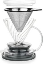Pour Over Coffee Maker – Borosilicate Glass Dripper with Stainless Steel Reusable Filter, Manual Eco Brewer, Plastic-Free Non-Toxic Coffee Station, Innovation Infuser for Daily Brewing - Image 2