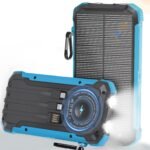 Power Bank Portable Solar Charger, Wireless Fast Charging Battery Pack, 20000mAh Capacity USB-C Input, 6 Outputs, Dual LED Flashlight, USB Battery Pack for Cell Phone Camping Travel Emergency (Blue) - Image 2