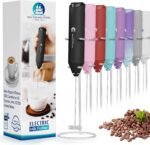 Powerful Milk Frother Handheld Foam Maker, Mini Whisk Drink Mixer for Coffee, Cappuccino, Latte, Matcha, Hot Chocolate, With Stand, Black - Image 2
