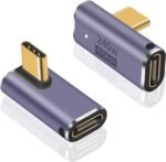 Poyiccot USB C Right Angle Adapter 240W, Right Angle 90 Degree USB C Male to Female Extender Support 40Gbps Data Transfer, 8K Video with LED Light for ipad, MacBook, Tablet, Phone, 2pcs - Image 2
