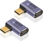 Poyiccot USB C Right Angle Adapter PD 240W for Thunderbolt 4/3, Right Angle 90 Degree USB C Male to Female Extender USB 4.0 L Shape Connector with 8K@60Hz Video for iPad, MacBook, 2-Pack - Image 2