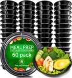 PrepNaturals Reusable Plastic Containers with Lids, 60 Pack, Black, Meal Prep Bowls, Lunch Containers, BPA, PVC and Phthalate Free, Microwave and Freezer Safe - Image 2