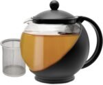 Primula Half Moon Teapot with Removable Infuser, Glass Tea Maker with Reusable Fine Mesh Stainless Steel Filter, Dishwasher Safe, 40-Ounce, Black - Image 2