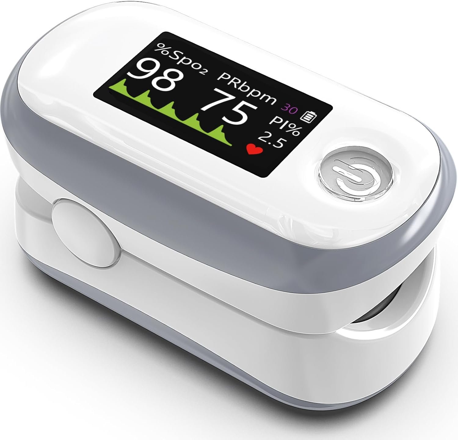 Pulse Oximeter, 4 Color OLED Display Oxygen Monitor Fingertip with 20 × Memory, Blood Oxygen Saturation Monitor (SpO2), Alarm & Brightness Adjustable, Batteries & Lanyard (White) - Image 2