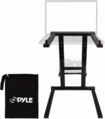 Pyle Portable Folding Laptop Stand - Foldable Laptop Stand with Adjustable Height, Secondary Accessory Tray for iPad, Tablet, DJ Mixer, Workstation, Gaming, Home Use and Carrying Bag Included - Image 2